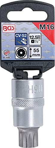BGS 4356 | Punta de vaso | entrada 12,5 mm (1/2) | dentado múltiple interior (para XZN) con perforación M16
