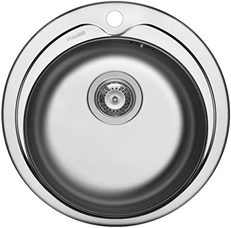 kleine runde Edelstahl Einbauspüle Ø 48.5 cm 1 Becken Edelstahl poliert für Unterschrankbreite 45 cm
