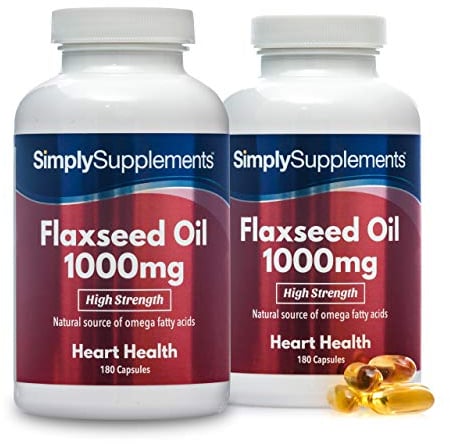 Leinsamenöl 1000mg - 360 Kapseln - geeignet für Veganer - Versorgung für 4 Monate - SimplySupplements