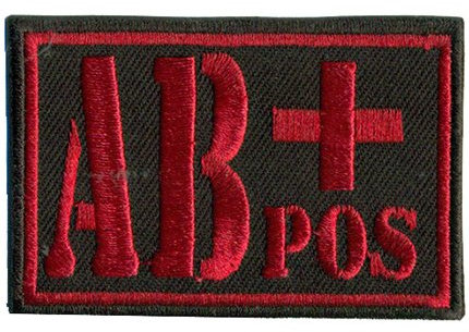 AB+POS Blutgruppe Positiv Military Survivor Biker Rotkreuz Abzeichen Aufnäher
