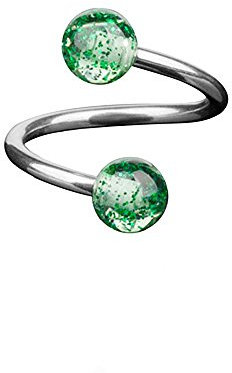 Piercingfaktor Piercings Lippenpiercing Lippe Schmuck Piercing Spirale Twist Multi Doppel Kugel Ultra Glitter Ball - Grün
