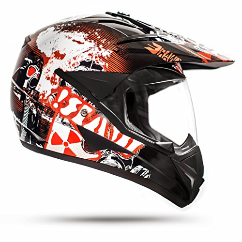 ATO Moto 805 GS War Black Crosshelm mit Visier für Quad ATV Enduro Motorradhelm ECE 2205 Größe: XL 61 cm