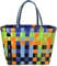 normani® Einkaufstasche Shopper geflochten aus Kunststoff - robuster Strandkorb Vintage Style 38cm x 25cm x 28cm Farbe Classic/Millennium