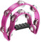 Flexzion Tamburin, Handtrommel - 25cm Schellenkranz mit Handgriff, Musik Schlaginstrument, zweireihig Schellenring in Halbmond-Form Rahmen, mit 20 Paar Metall Schellen, für KTV & Party, Rosa