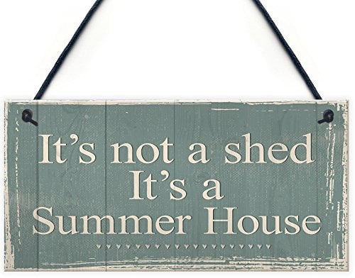 RED OCEAN It's Not A Shed, It's A Summer House Novelty Chic Plaque Hanging Garden Shed Sign Birthday Friendship Gift