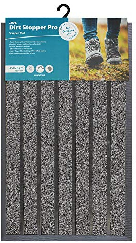 JVL Dirt Stopper Pro Rectangular Scraper Entrance Door Mat, Grey