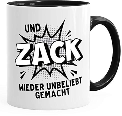 MoonWorks Tasse Und Zack Wieder Unbeliebt gemacht Spruch Kaffeetasse Teetasse Keramiktasse schwarz-weiß Unisize