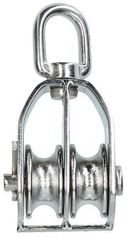 AB Tools 32 mm Doppelte Seilrolle Block Seil Rigging 316 Marine Edelstahl Schwenkauge
