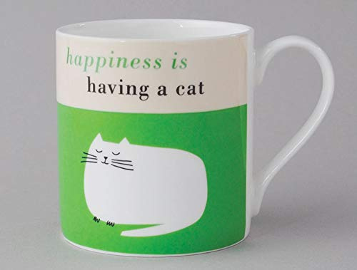 Happiness is Having a Cat Catnap Tasse aus feinem Porzellan, Grün