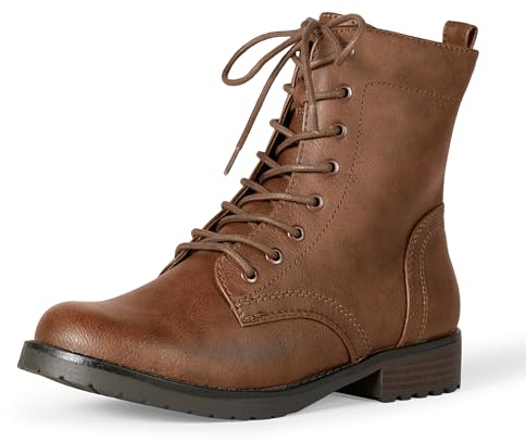 Amazon Essentials Combat Boots Stringati Donna, Cognac, 38.5 EU