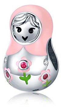 925 Sterling Silber Puppen Emaille Perlen Charm kompatibel mit Pandora Charm Armband Halskette