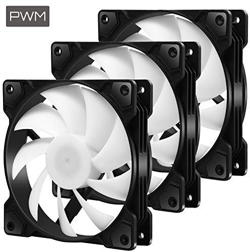 upHere 120mm PWM 4-Pin High Airflow Long Life Case Fan for PC Cases, CPU Coolers, and Radiators 3-Pack,SR12-BW4-3-US