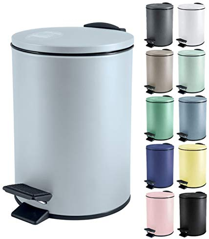 Spirella Kosmetikeimer 5 Liter Edelstahl mit Absenkautomatik und Inneneimer Adelar Badezimmer Mülleimer Softclose Abfalleimer Ice Blau