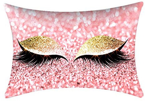 Dekoration Zierkissenbezüge, 30 * 50cm Shinning Eyelashes Kissenbezug für Home Schlafsofa Auto Taille Kissen(M)