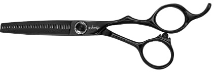 E-Kwip Kuro Line Modellierschere - 5,5 Zoll Effilierschere mit 40 Zähnen - titanbeschichtet mit ergonomischem Offset Design