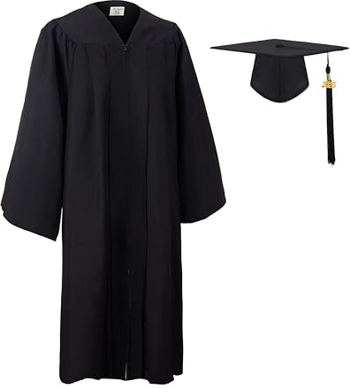 GradClassical Unisex Matte Graduation Gown Cap Tassel Set 2025 for High School, College, University and Bachelor (Black 54(5'9-5'11))