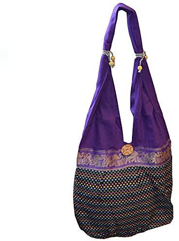 flevado Yogi Schultertasche Damen/Teenager Elefanten Motiv Indi Style Freizeittasche Farbe wählbar (Lila)