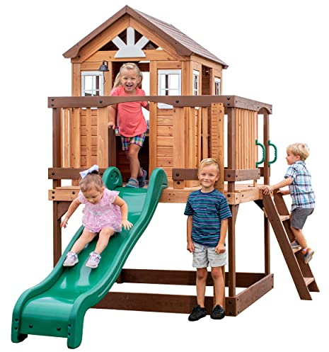 Backyard Discovery Beacon Heights Maisonnette en Bois | Maisonnette de Jardin | Cabane Enfant Exterieur Bois, Maisonnette Exterieur, Maisonnette de Jardin en Bois, Cabane Maisonnette avec Cuisine
