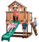 Backyard Discovery Spielhaus Echo Heights mit grüner Rutsche, Sandkasten & Veranda | Stelzenhaus in Braun aus Holz für Kinder | Spielturm für den Garten.