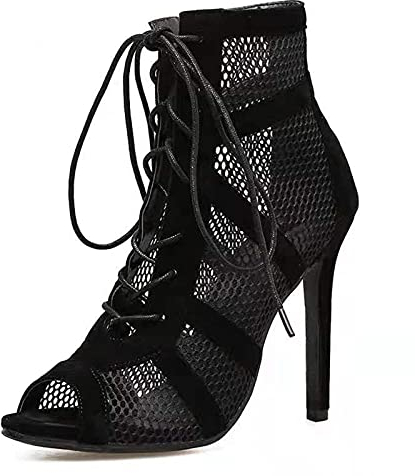 HUANGDAN Stivali da Ballo Latino Scarpe da Ballo per Ragazze da Donna Scarpe da Ballo Sportive Indoor Scarpe da Ballo Professionali da 10 cm Scarpe da Ballo con Tacco Alto da Donna,Nero,36 EU