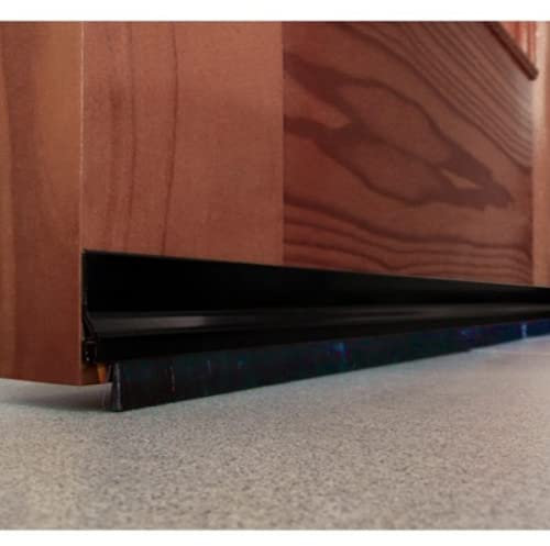 Burlete aislante. Tira de sellado Burlete Bajo puerta de aluminio (Negro) 125cm con flecos de 35mm cinta autoadhesiva, Anti-polvo/insectos. Aislamiento a prueba de viento/ruido