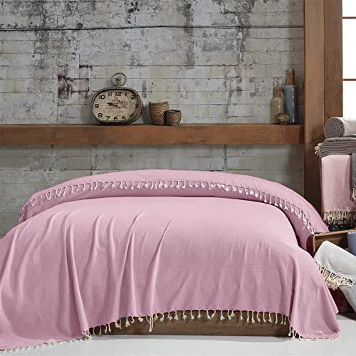 Mixibaby Bettüberwurf Tagesdecke Wohndecke Sofadecke Couchdecke 220x240 LuxTouch 100% Baumwolle, Farbe:Babyrosa
