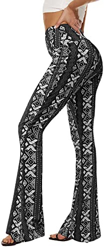 Sundwudu, Schwarze Yogahose für Damen, Weiche, hohe Taille, Bootcut-Leggings, Hohe und lange Bootleg-Hose für Damen, S