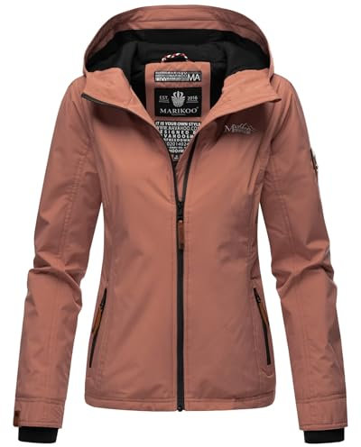 MARIKOO Damen Frühjahr Übergangs Jacke leicht gefüttert Kapuze kurz B862 [B862-Brombeer-Terracotta-Gr.XXL]