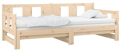 vidaXL Tagesbett Ausziehbar Sofa Gästebett Sofabett Bett Bettsofa Schlafsofa Holzbett Ausziehbett Bettgestell Massivholz Kiefer 2X(90x200) cm