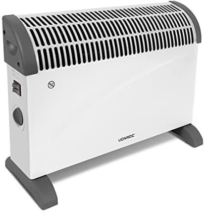 VONROC energiesparende Elektroheizung, Konvektor-Heizung - Elektroheizer, Stromheizung, Standgerät bis 24m2 - Mobiler Heizkörper mit Thermostat, leise, 3 Stufen max 2000W, Überhitzungsschutz