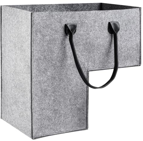 GEKMOR Cestino pieghevole per scale in feltro per scale da 40.6 cm, grandi cesti per scale con manici in ecopelle, cestino per scale in legno, organizzatori, decorazioni per la casa