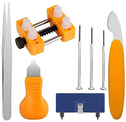 Hniuyun Watch Battery Replacement Kit, 8 Pcs Professional Watchmaker Repair Tool Kit for Watch Back Case Remover and Opener