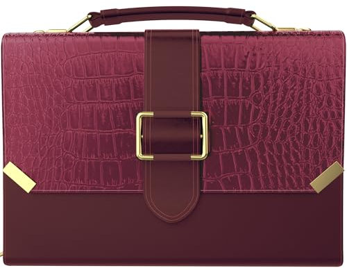 DEHITE Bibelhülle für Frauen - Bibeltragetasche - Stiftschlitze - Reißverschlusstasche - Schultergurt - Premium PU Leder - Christliche Geschenke, Burgunder