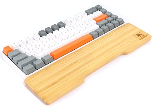 MAMBASNAKE Bamboo Wrist Rest for 68-key 65% Keyboard,Class A 100% Pure Bamboo,Ergonomic Keyboard Palm Rest,Solid Wooden Feel Wrist Pad with Anti-Slip Rubber Feet,Durable,Pain Relief,Easy Typing/Gaming