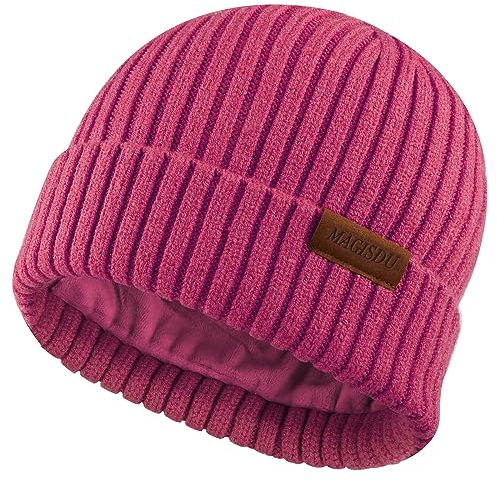 MAGISDU Wintermütze Jungen Mädchen Merino Mütze Kinder Baby Wollmütze Kleinkind Strickmütze Beanie Mit Fleece Lined Thermo Gefüttert Warm Wolle Winter Kint Hat