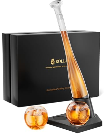 Kollea Whiskey Decanter Set for Men, 20 Oz/600ml Baseball Bat Decanter Set with 2 Glasses, Decanter & Glass Sets for Bourbon, Tequila, Gifts for Men, Dad, Boyfriend, Baseball Coach