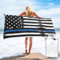 HAHAFU Blaue dünne Linie USA Flagge schnell trocknend personalisiertes Badetuch, bedruckt, weich, flauschig, saugfähig, Strandtuch Handtuch