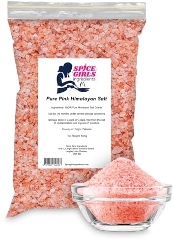 Spice Girls Ingredients Premium Himalayan Pink Salt - 100% Natural & Unrefined | Coarse Grain for Cooking, Seasoning, Grinder & Good Health | Rich in Minerals | Resealable Pouch | Gluten-Free (500g)