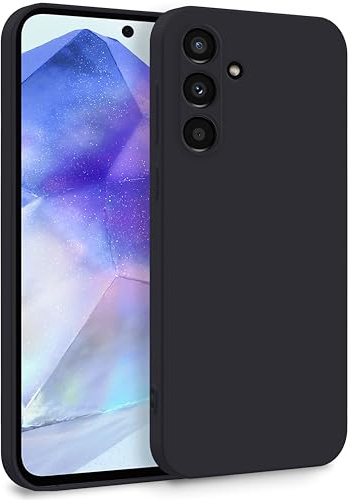 MyGadget Cover per Samsung Galaxy A55 5G - Custodia in Silicone Morbido a Doppio Strato – Case con Protezione Fotocamera & Fodera Interna Antigraffio - Nero