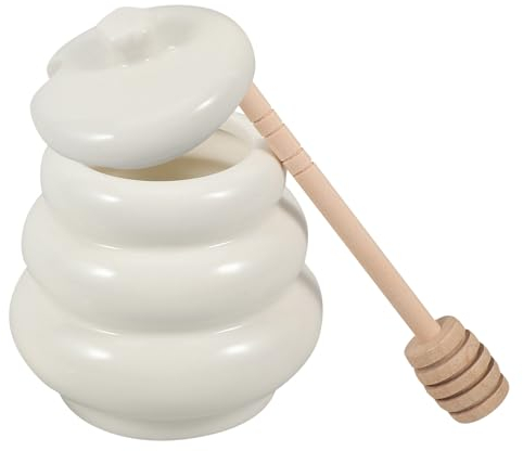 IMIKEYA Pot À Miel En Céramique Avec Couvercle Et Louche En Bois Pots À Miel En Porcelaine De 200 Ml Joli Récipient De Stockage De Miel Pour À Domicile Gelée De Confiture De