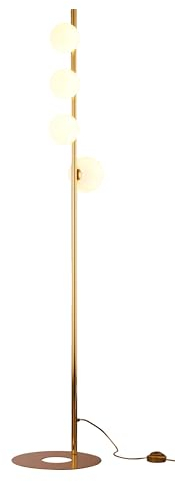 Lampadaire laiton verre or blanc salon 151 cm G9 boules faible éblouissement 4 flammes élégant style ambiance moderne Lampadaire BROTENE