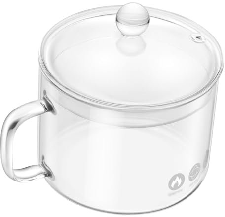 Garneck Glass Saucepan for Cooking Noodles Pot Lid Kitchen Supplies for Soup and Ramen Bowl
