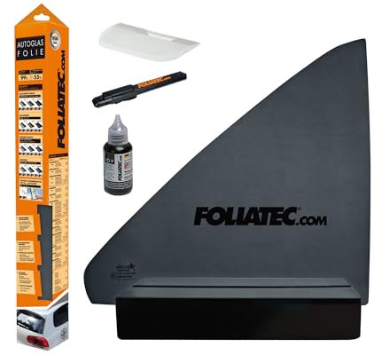 FOLIATEC Scheibentönungsfolie Tönungsfolie für Autoscheiben, BLACKNIGHT Dark, 51x400cm + 76x152cm, mit ABG, 85% Verdunkelung
