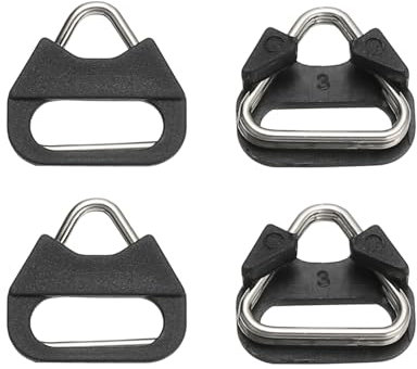 PATIKIL Camera Strap Lug Ring, 4Pcs Metal Triangle Split Ring Hook Adapter with Plastic Cap Universal for Nikon for Fujifilm for Pentax for Leica Camera Shoulder Strap, Silver Black