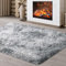 JOJOSEE Hochflor Teppich Wohnzimmer, 120 x 160 cm Anti-Rutsch Wohnzimmerteppich, Waschbarer Flauschiger Teppich für Schlafzimmer & Kinderzimmer, Hellgrau