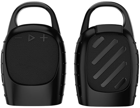 Silikonhülle Tragetasche Case Tasche Hülle für JBL Clip 5 Portable Bluetooth Speaker, Silikon Tasche, Silikonhülle Kompatibel mit JBL Clip 5 Tragbaren Bluetooth Lautsprechern Kratzfeste (Schwarz)