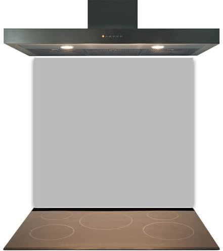 C2G Coloured Toughened Glass Splashback for Kitchen, Tempered Heat-Resistant Glass Splashbacks with Polished Edges for Cooker and Hob Backsplash (Grey, 60 x 70cm)