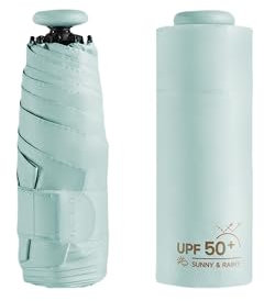 Mini Sun Parapluie de voyage anti-UV Protection UPF 50 99,9 % Couche de revêtement Micro poignée Tissu Compact/Léger Petit sac à dos portable/sac à main pliable Parapluie de poche Pluie/Blocage