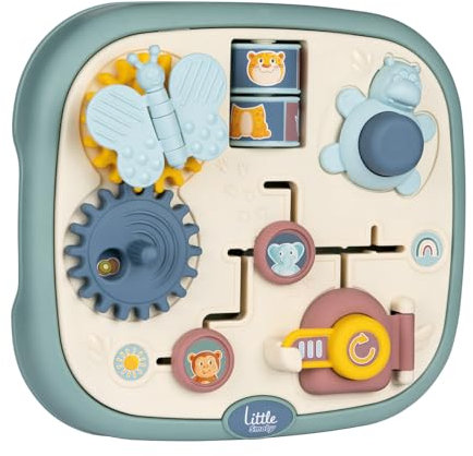 Smoby Little Tablette d'activités - Premier Âge - Labyrinthe, Porte à Verrou, Engrenages - Pratique et transportable - A Partir de 12 Mois - Fabrication Française