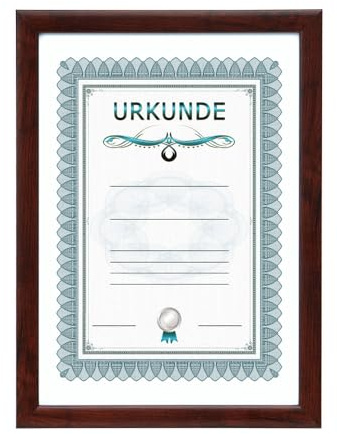 IDEAL TREND Prestige Frame Hochwertiger Rahmen für anspruchsvolle Dokumente Urkunden und Fotos: Farbe: Mahagoni II | Format: A4